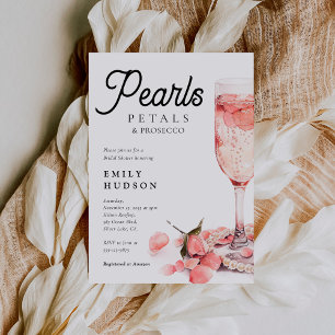 Perlen Petals & Prosecco Brautparty Einladung