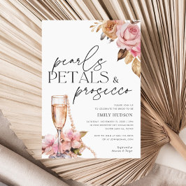 Perlen Petals & Prosecco Brautparty Einladung