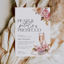 Perlen Petals & Prosecco Brautparty Einladung