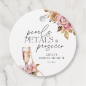 Perlen Petals & Prosecco Brautparty Geschenkanhänger (Vorderseite)