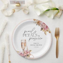 Perlen Petals & Prosecco Brautparty Pappteller