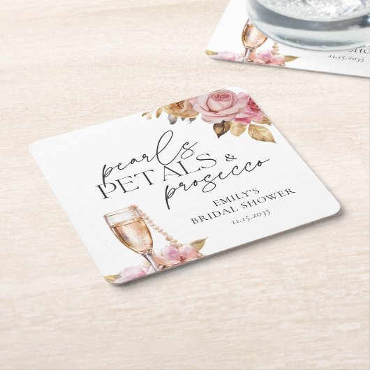 Perlen Petals & Prosecco Brautparty Rechteckiger Pappuntersetzer (angewinkelt)
