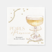 Perlen & Prosecco Beige Schleife Junggesellinnenab Serviette (Vorderseite)