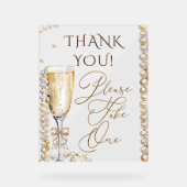 Perlen & Prosecco Bitte nehmen Sie eine Acrylschild (Vorderseite)