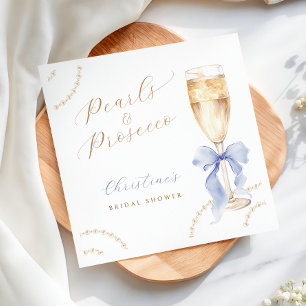 Perlen & Prosecco Blaue Brautparty-Servietten Serviette