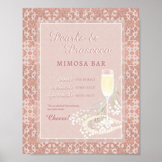 Perlen & Prosecco Blush & Rose Gold Mimosa Bar Poster (Vorne)