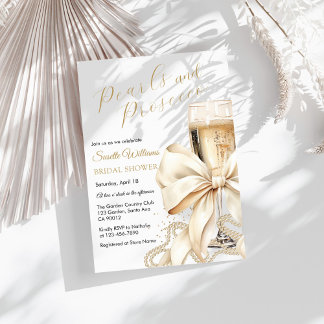 Perlen & Prosecco-Bow Brautjungfern-Einladung Einladung