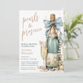 Perlen & Prosecco Braut-Brunch Einladung (Stehend Vorderseite)
