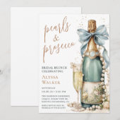 Perlen & Prosecco Braut-Brunch Einladung (Vorne/Hinten)