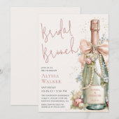 Perlen & Prosecco Braut-Brunch Einladung (Vorne/Hinten)