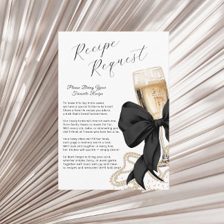 Perlen & Prosecco Braut-Rezept Schwarz Schleife Begleitkarte