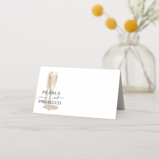 Perlen & Prosecco-Brautjungfernparty Platzkarte (Vorderseite)