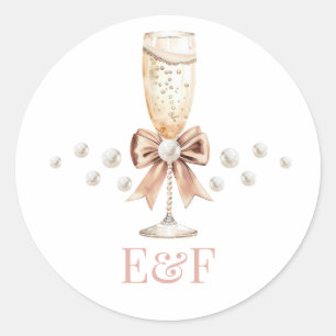 Perlen & Prosecco-Brautjungfernparty Runder Aufkleber
