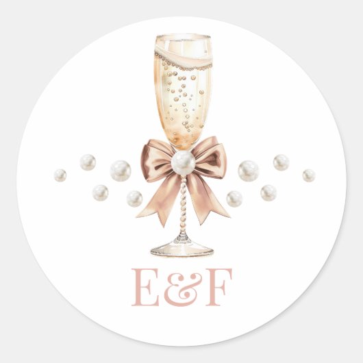 Perlen & Prosecco-Brautjungfernparty Runder Aufkleber (Vorderseite)