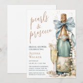 Perlen & Prosecco Brautparty Einladung (Vorne/Hinten)