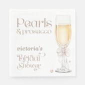 Perlen & Prosecco Brautparty Elegante Serviette (Vorderseite)