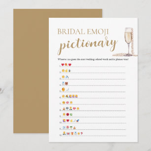 Perlen & Prosecco Brautparty-Emoji Pictionary Einladung