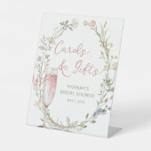 Perlen & Prosecco Brautparty Karten und Geschenke Sockelschild (Vorderseite)