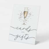 Perlen & Prosecco Brautparty Karten und Geschenke Sockelschild (Vorderseite)