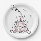 Perlen & Prosecco Brautparty Papier Teller (Vorderseite)