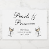 Perlen & Prosecco Brautparty Personalisiert Schaumweinetikett (Einzelnes Label)