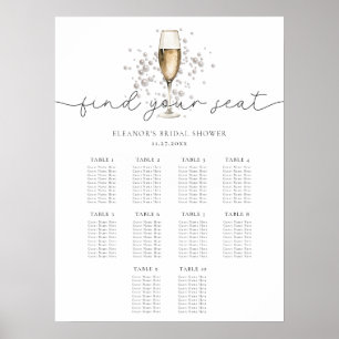 Perlen & Prosecco Brautparty Seekartenzeichen Poster