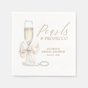 Perlen & Prosecco Brautparty Weiße Schleife  Serviette