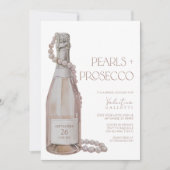 Perlen + Prosecco Bridal Dusche Einladung (Vorderseite)