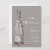 Perlen + Prosecco Bridal Dusche Einladung (Vorderseite)