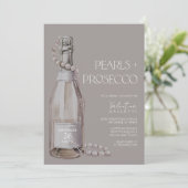 Perlen + Prosecco Bridal Dusche Einladung (Stehend Vorderseite)