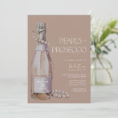 Perlen + Prosecco Bridal Dusche Einladung (Stehend Vorderseite)