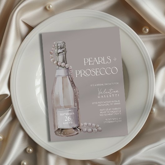 Perlen + Prosecco Bridal Dusche Einladung