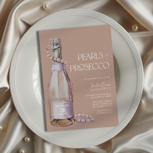 Perlen + Prosecco Bridal Dusche Einladung