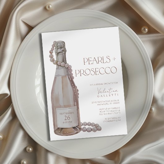 Perlen + Prosecco Bridal Dusche Einladung