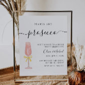 Perlen & Prosecco Bridal Dusche Einladung Sockelschild