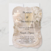Perlen Prosecco Bridal Shower Einladung (Vorderseite)