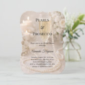 Perlen Prosecco Bridal Shower Einladung (Stehend Vorderseite)