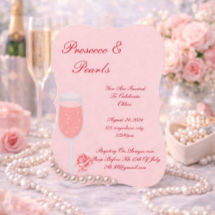 PERLEN & PROSECCO BRIDAL SHOWER PINK EINLADUNG