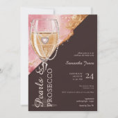 Perlen & Prosecco Brunch und Bubbly Brautparty Einladung (Vorderseite)