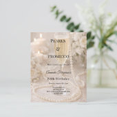 Perlen Prosecco Champagner Geburtstagseinladung (Stehend Vorderseite)