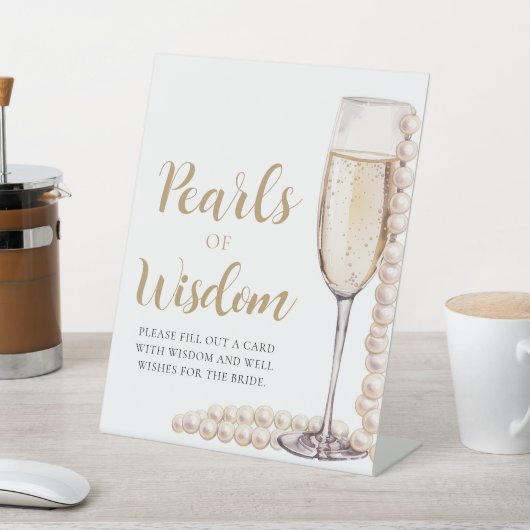 Perlen & Prosecco Champagner Perlen der Weisheit U Sockelschild (In SItu)
