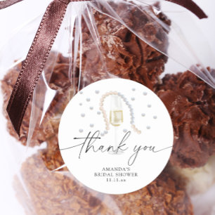 Perlen & Prosecco - Danke Junggesellinnenabschied Runder Aufkleber