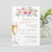 Perlen & Prosecco-Dusche Einladung (Stehend Vorderseite)