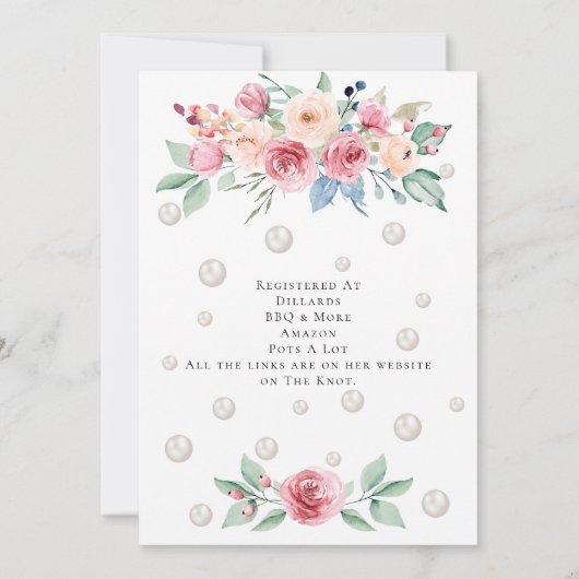 Perlen & Prosecco-Dusche Einladung (Rückseite)