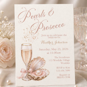 Perlen & Prosecco Einladung zur Brautparty