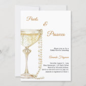 Perlen Prosecco elegante Brautparty Einladung (Vorderseite)