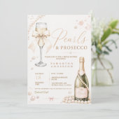 Perlen & Prosecco Elegante Kokette Einladung (Stehend Vorderseite)