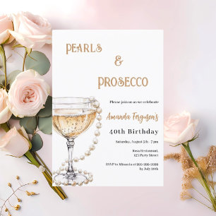 Perlen Prosecco elegante Luftblasen zum Geburtstag Einladung