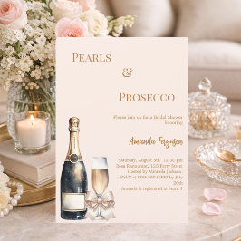 Perlen Prosecco elfenbein roséfarbener Bogen Braut Einladung