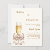 Perlen Prosecco elfenbein Schleife Hochzeitsdusche (Vorderseite)